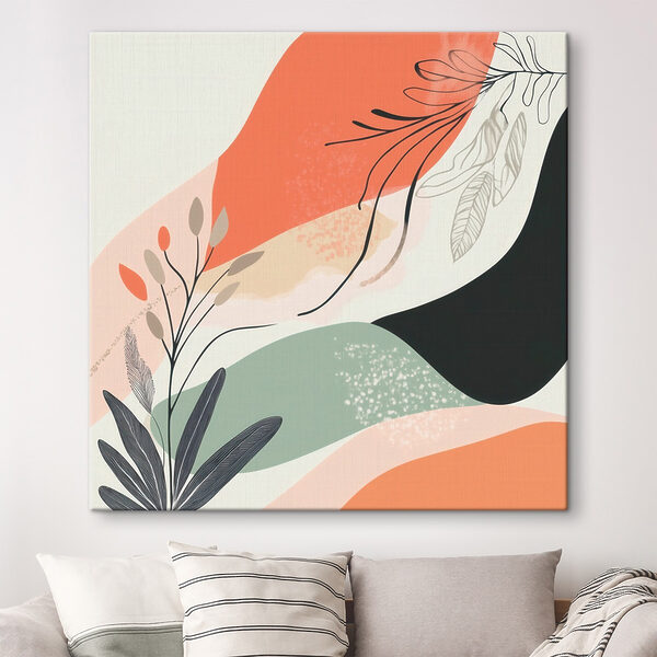 Colorful art with leaves and shapes