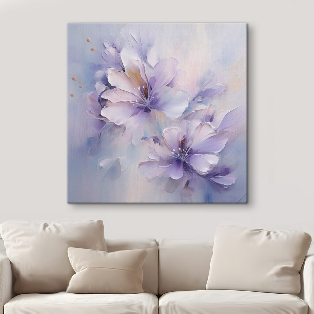 Painting of flowers on a white surface Painting of flowers on a white surface