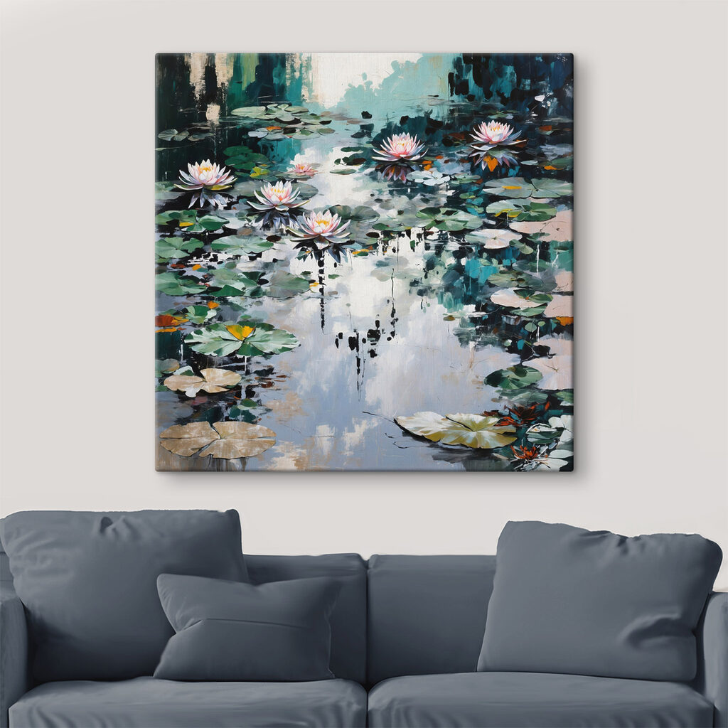 Painting of lily pads and flowers Painting of lily pads and flowers