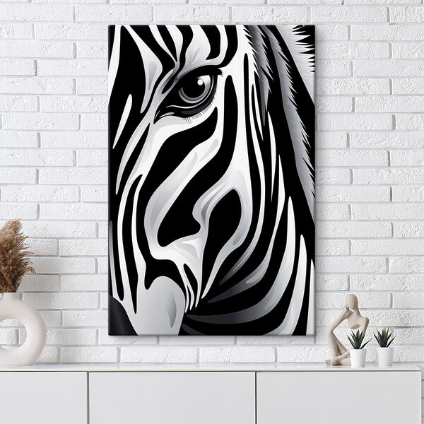 Canvas Schilderijen Canvas Schilderijen Majestueuze zebra in zwart-witstijl (Artikelnummer: s48957)