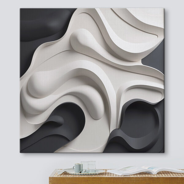 Canvas Schilderijen Canvas Schilderijen Zwart-witte golvende vormen (Artikelnummer: s48773)