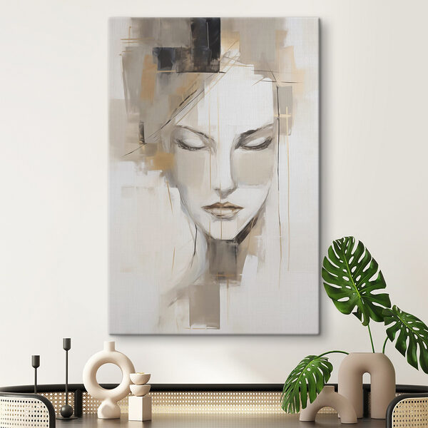 Canvas Schilderijen Schilderij van het gezicht van een vrouw