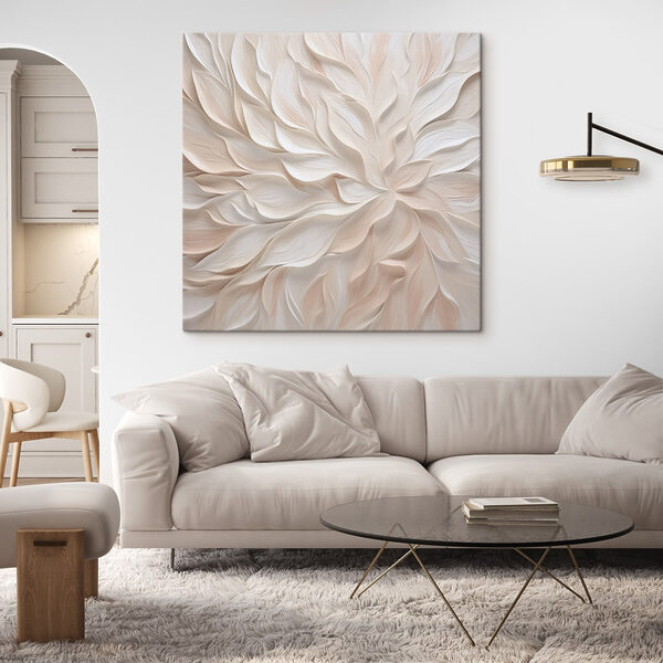 Wit en roze bladmotief Canvas Schilderijen Wit en roze bladmotief