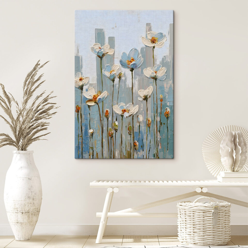Painting of flowers on a wall