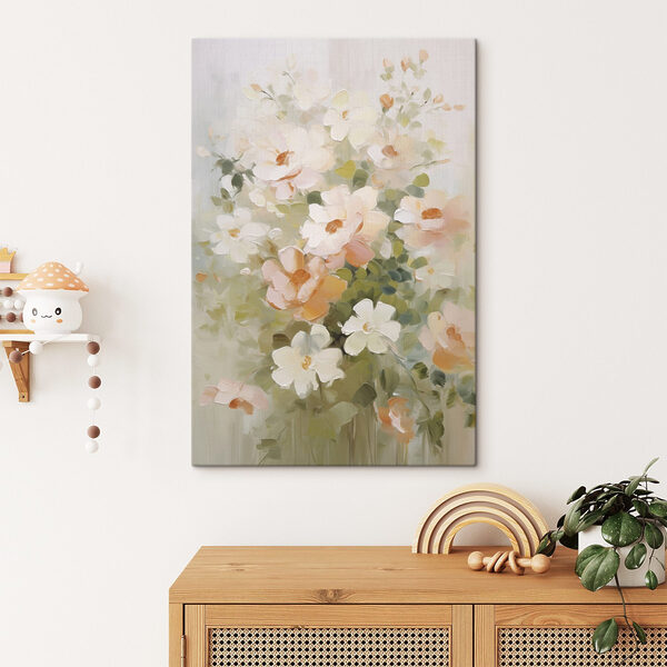 Painting of flowers on a white surface Painting of flowers on a white surface