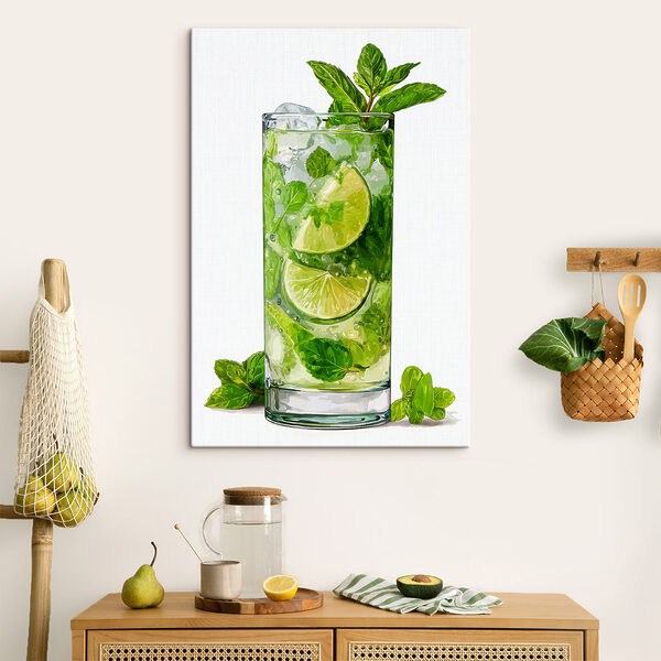 Canvas Schilderijen Glas met een drankje en limoenen (Artikelnummer: s48462) Canvas Schilderijen Canvas Schilderijen Glas met een drankje en limoenen (Artikelnummer: s48462)