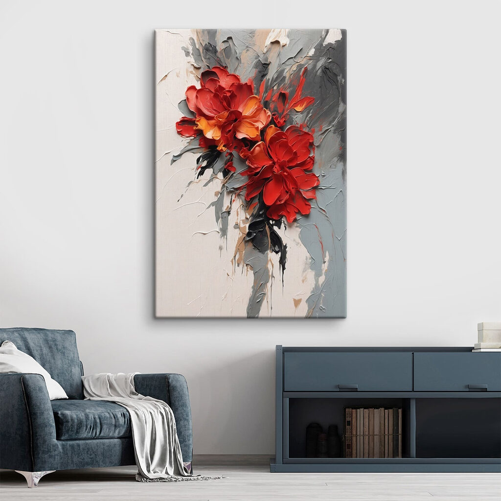 Painting of flowers on a white surface