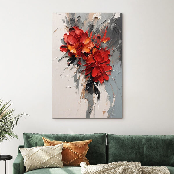 Painting of flowers on a white surface