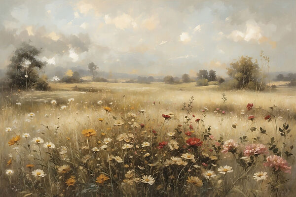 Painting of a field of flowers