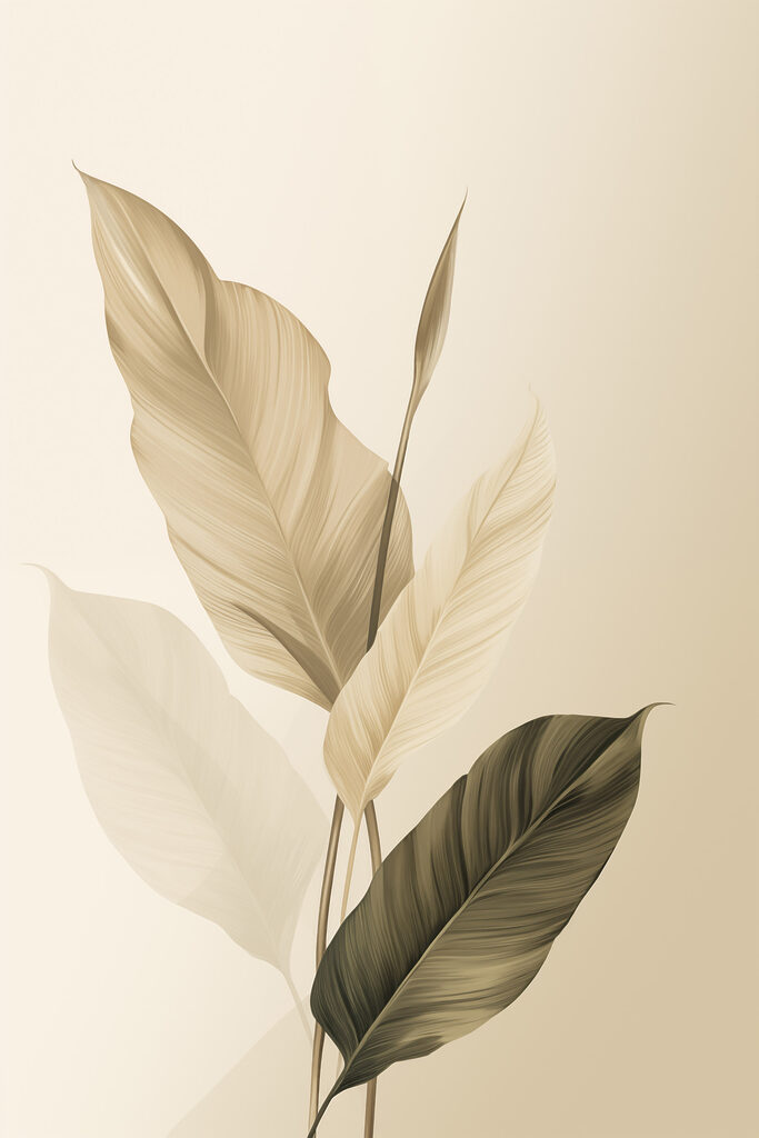 Delicate leaves in soft tones