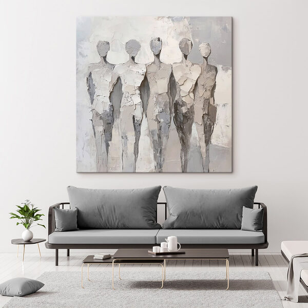 Group of people painted in white