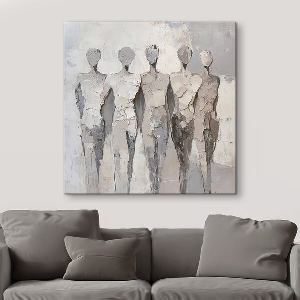 Group of people painted in white