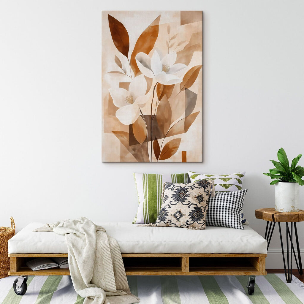 Painting of flowers and leaves