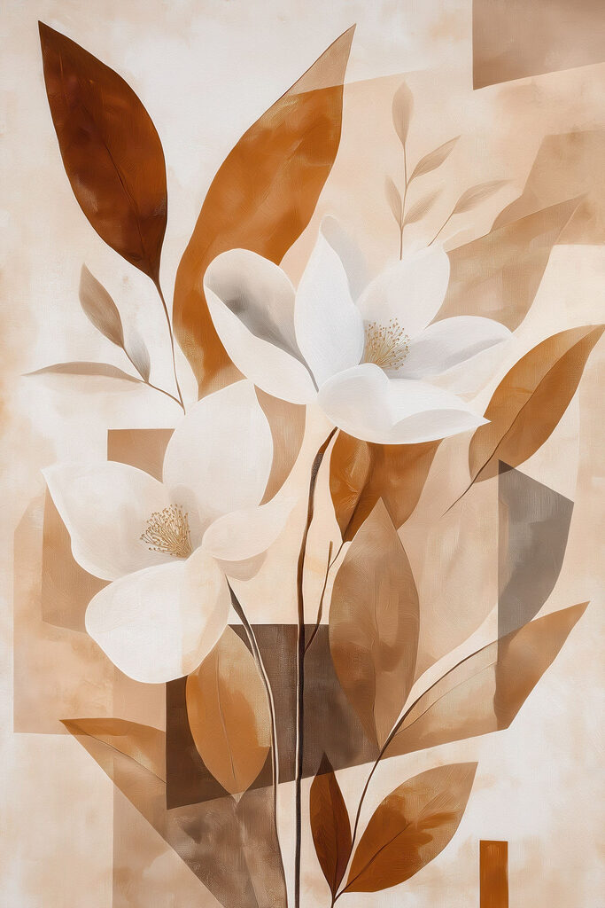 Painting of flowers and leaves