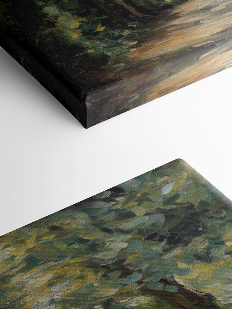 Painting of a path through a forest Painting of a path through a forest