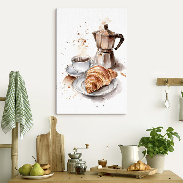 Canvas Schilderijen Een croissant en een kopje koffie (Artikelnummer: s48555) Canvas Schilderijen Canvas Schilderijen Een croissant en een kopje koffie (Artikelnummer: s48555)