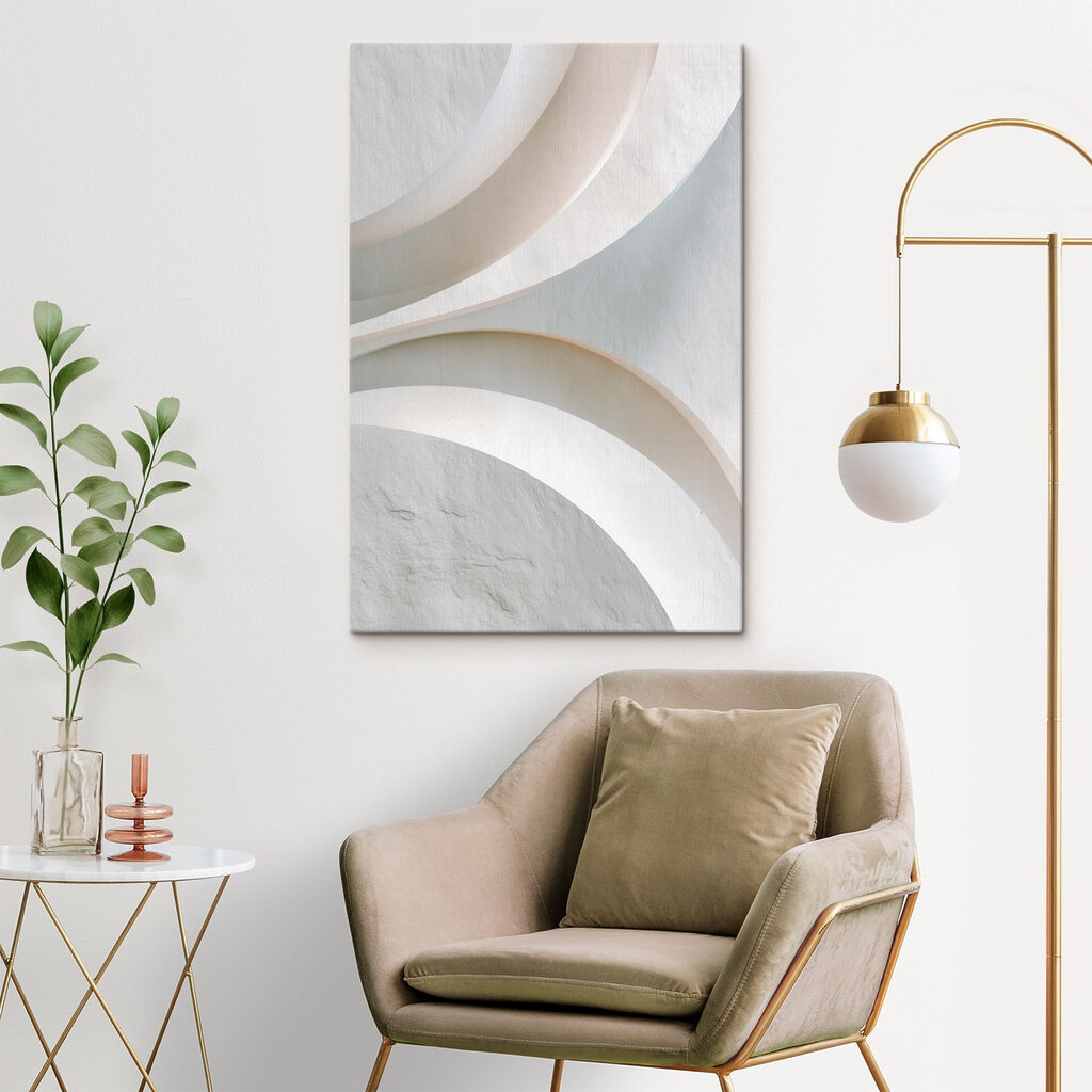 White wall with curved lines White wall with curved lines