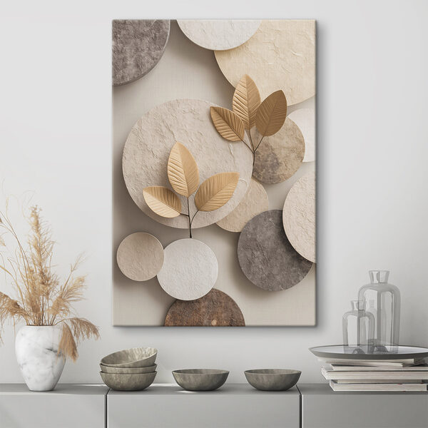 Group of circular objects with leaves Group of circular objects with leaves