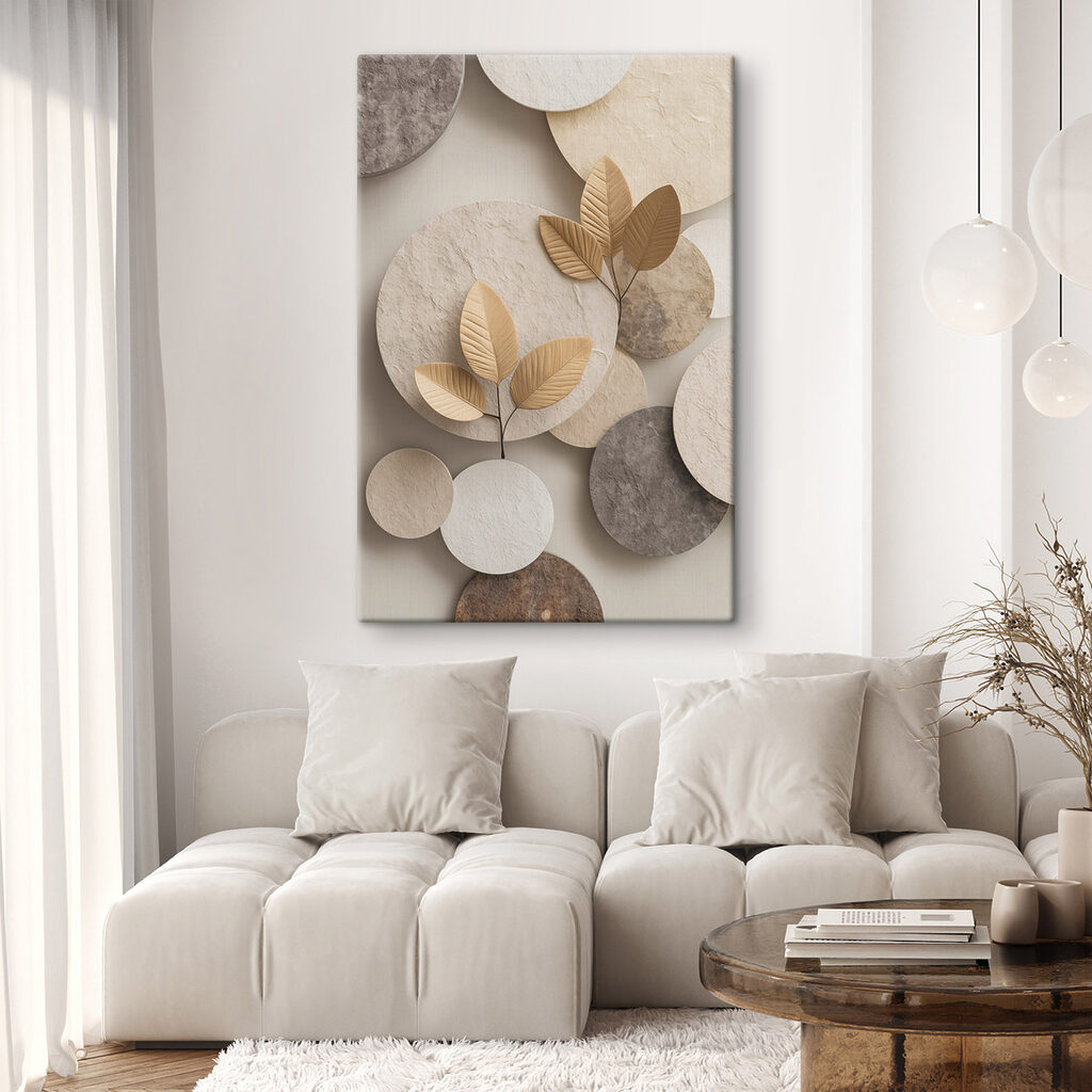 Group of circular objects with leaves Group of circular objects with leaves
