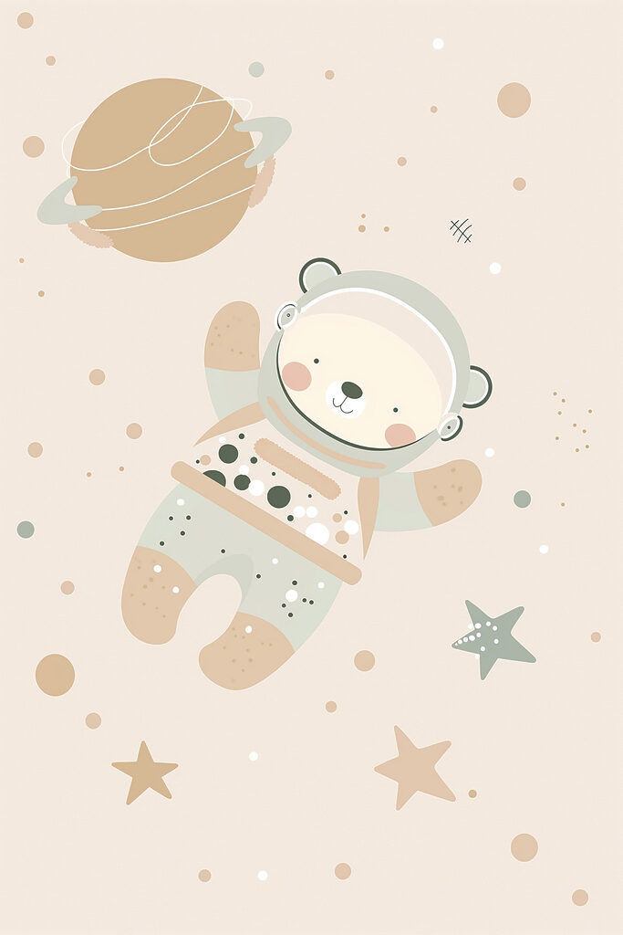Cartoon bear in space