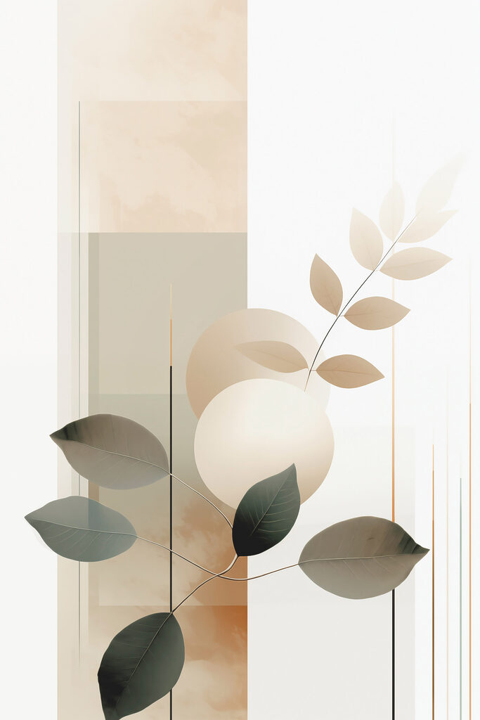 Serene botanical composition in soft hues Serene botanical composition in soft hues