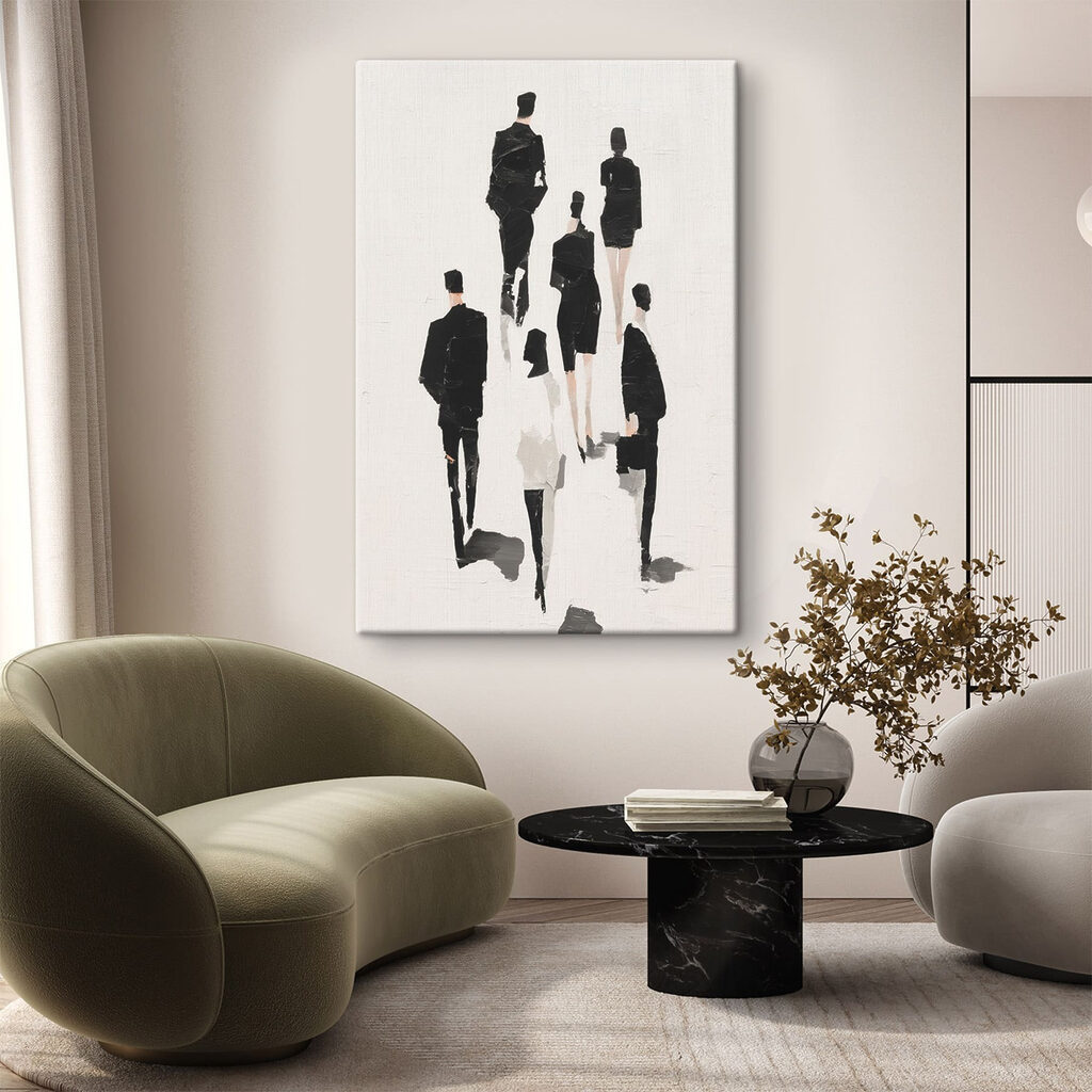 Group of people in black and white