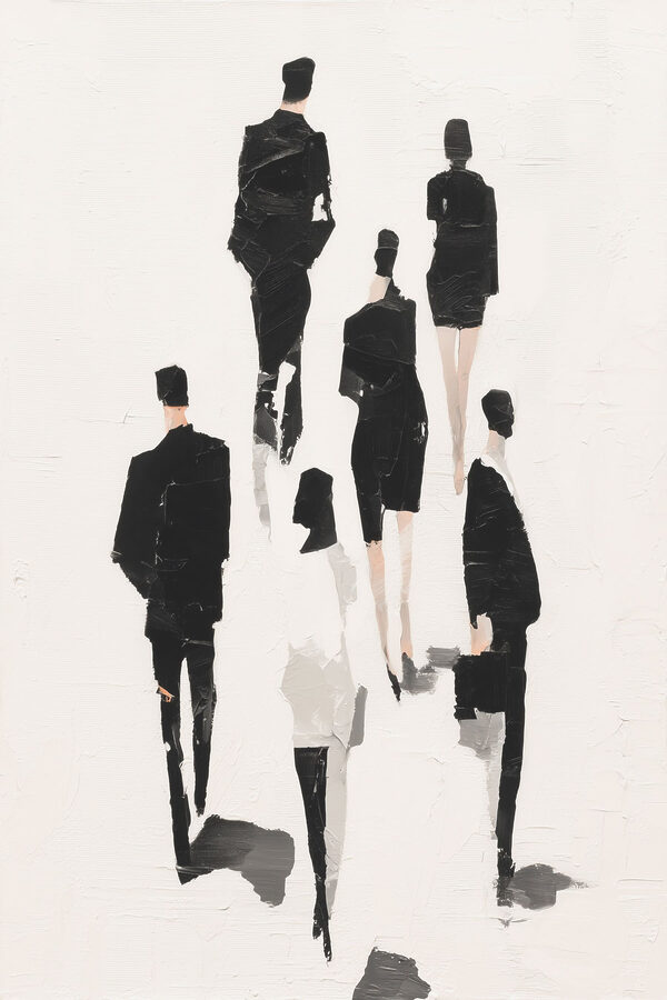 Group of people in black and white