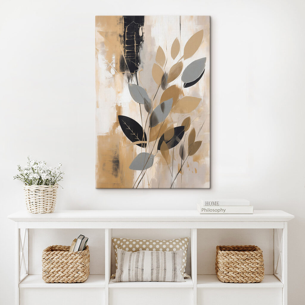 Painting of leaves on a wall