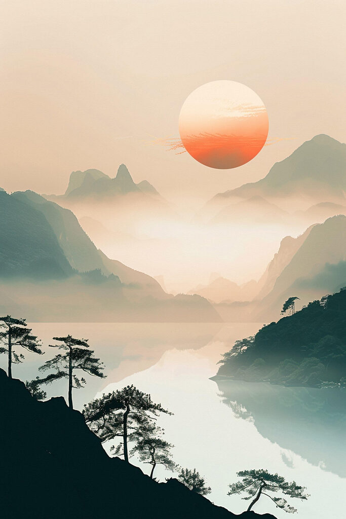 Landscape with mountains and a lake
