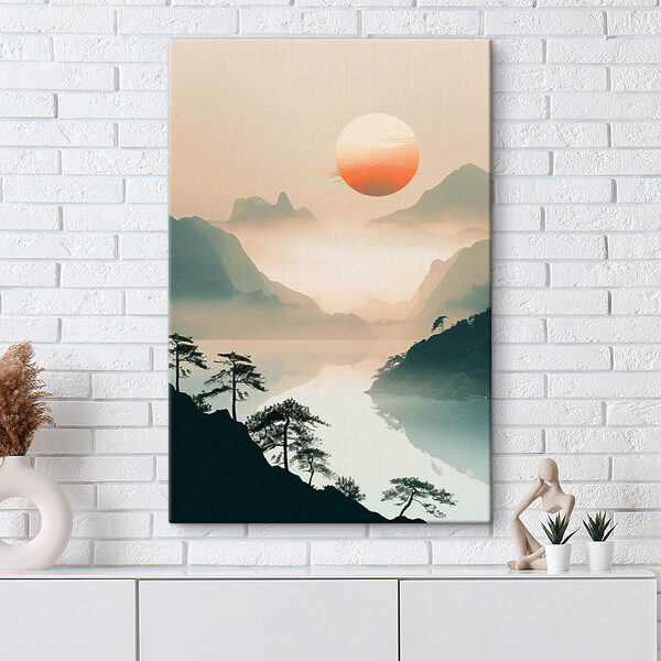 Canvas Schilderijen Landschap met bergen en een meer (Artikelnummer: s48632) Canvas Schilderijen Canvas Schilderijen Landschap met bergen en een meer (Artikelnummer: s48632)