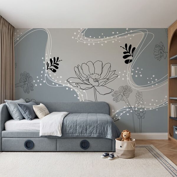 Tekening van bloemen en bladeren