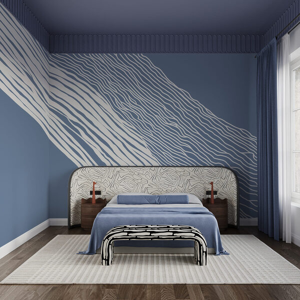 Blauw-witte achtergrond met witte lijnen