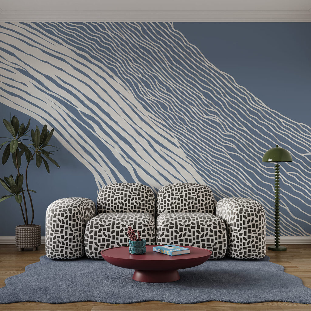 Blauw-witte achtergrond met witte lijnen