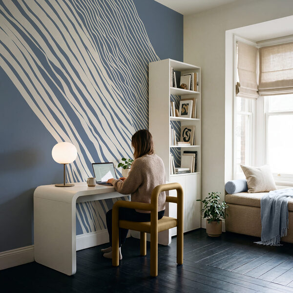 Blauw-witte achtergrond met witte lijnen