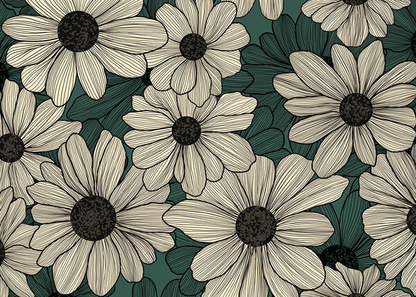 Group of flowers on a green background