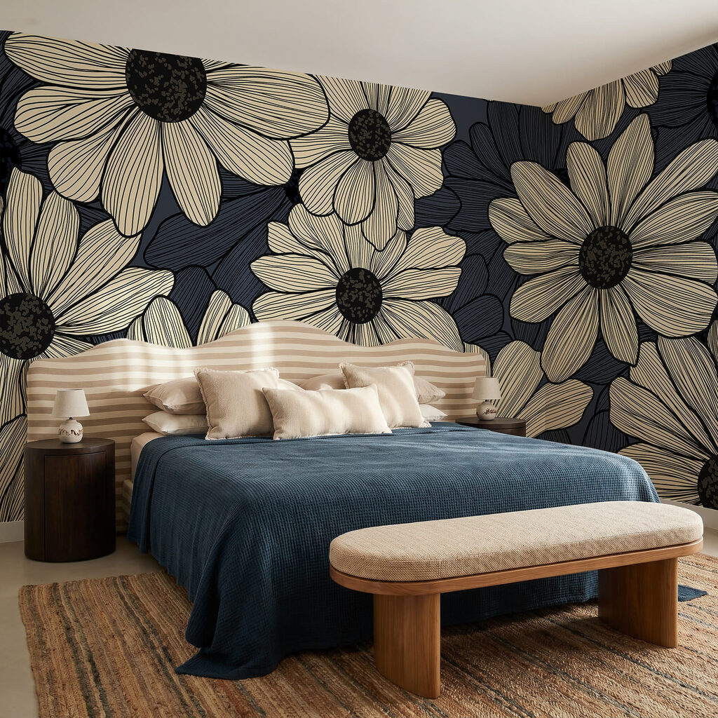 Een boeket bloemen op een blauwe achtergrond