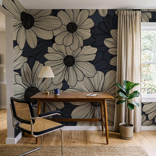 Een boeket bloemen op een blauwe achtergrond