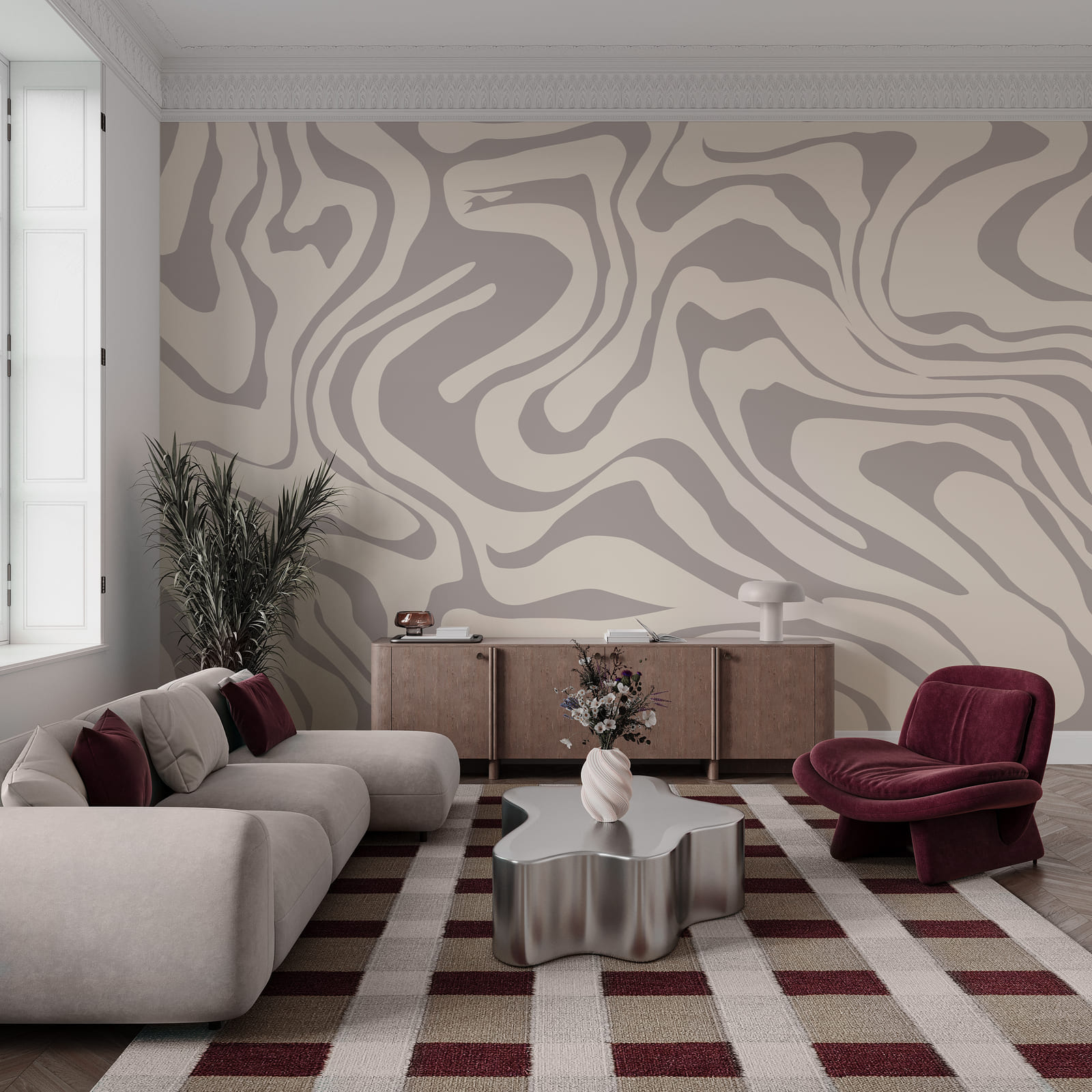 Abstracte golfpatronen in zachte tinten
