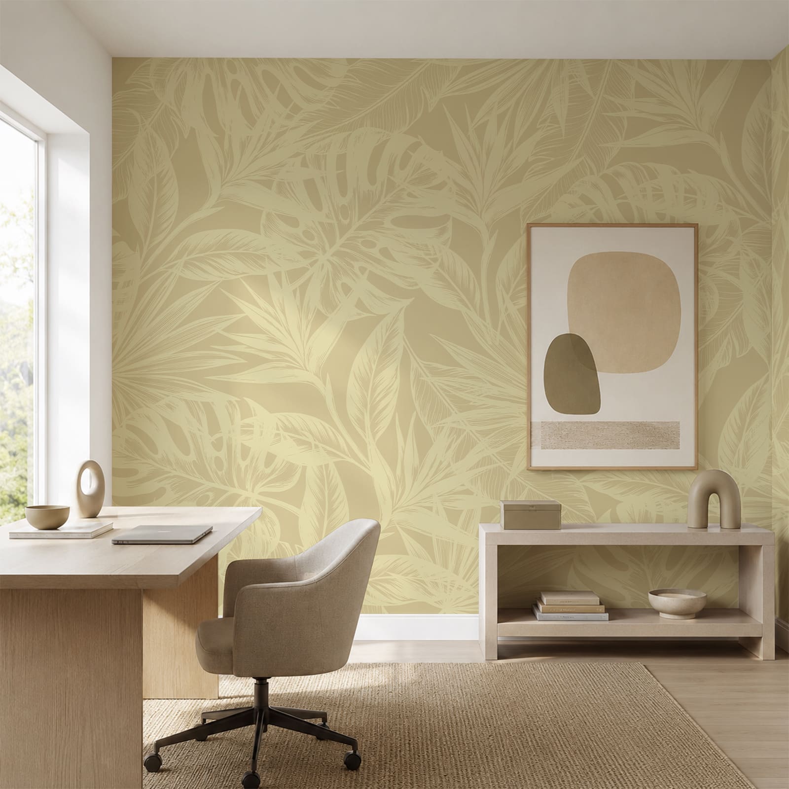 Bladmotief op een beige achtergrond Bladmotief op een beige achtergrond