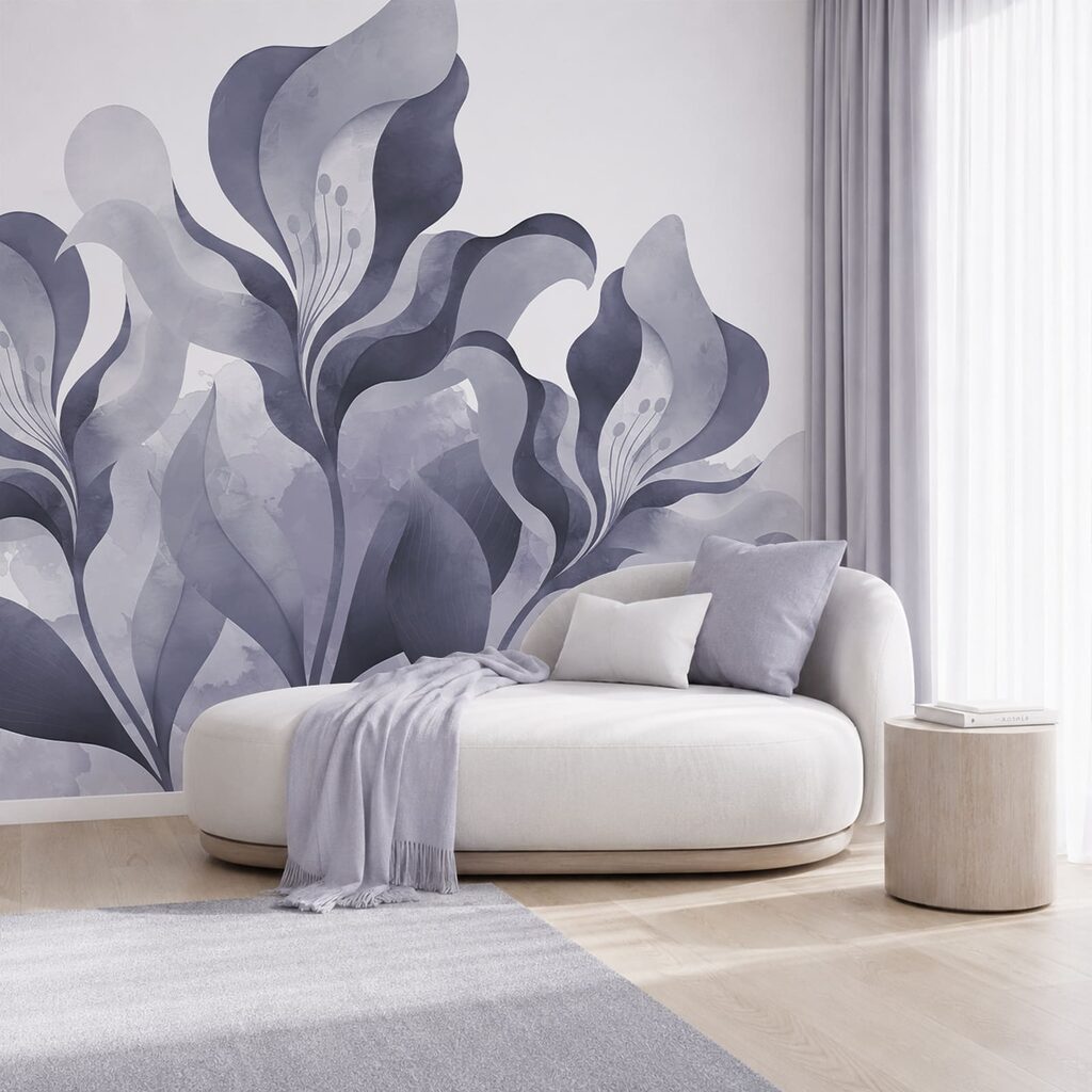 Elegant, abstract bloemmotief in grijs Elegant, abstract bloemmotief in grijs