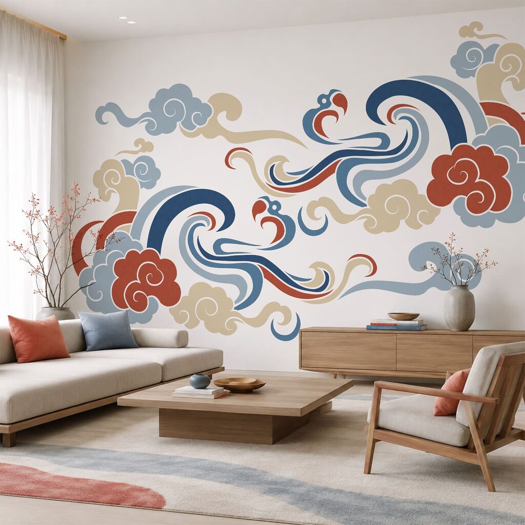 Ontwerp van wolken en bloemen
