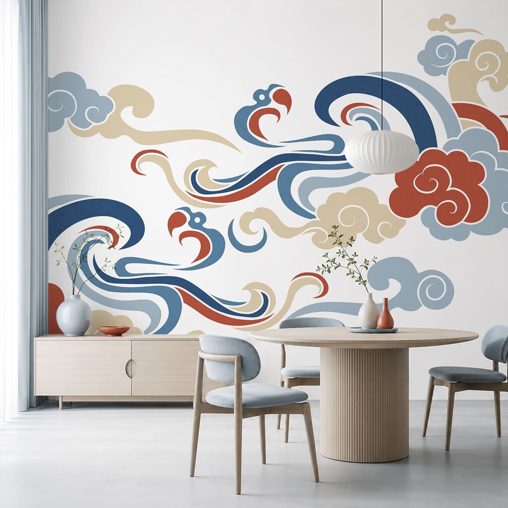 Ontwerp van wolken en bloemen