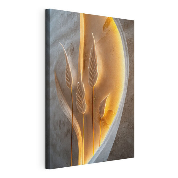 Canvas Schilderijen Canvas Schilderijen Beeldhouwwerk van bladeren en een lamp (Artikelnummer: s49681)