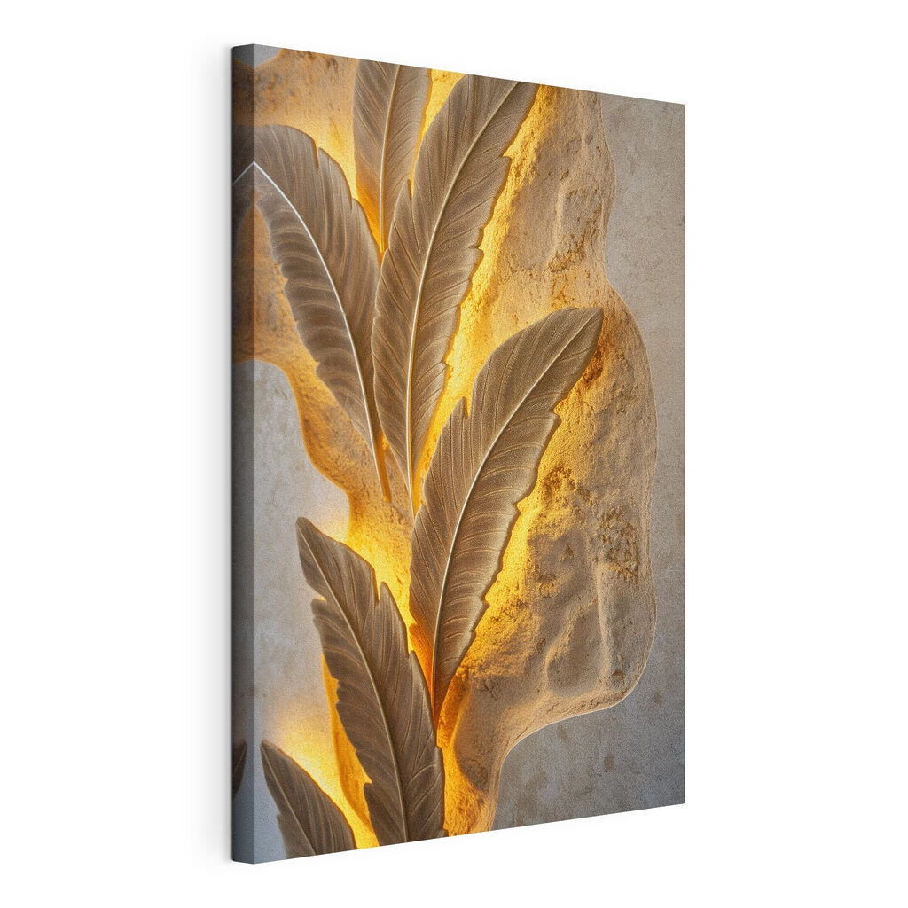 - Elegant leaf design on textured wall