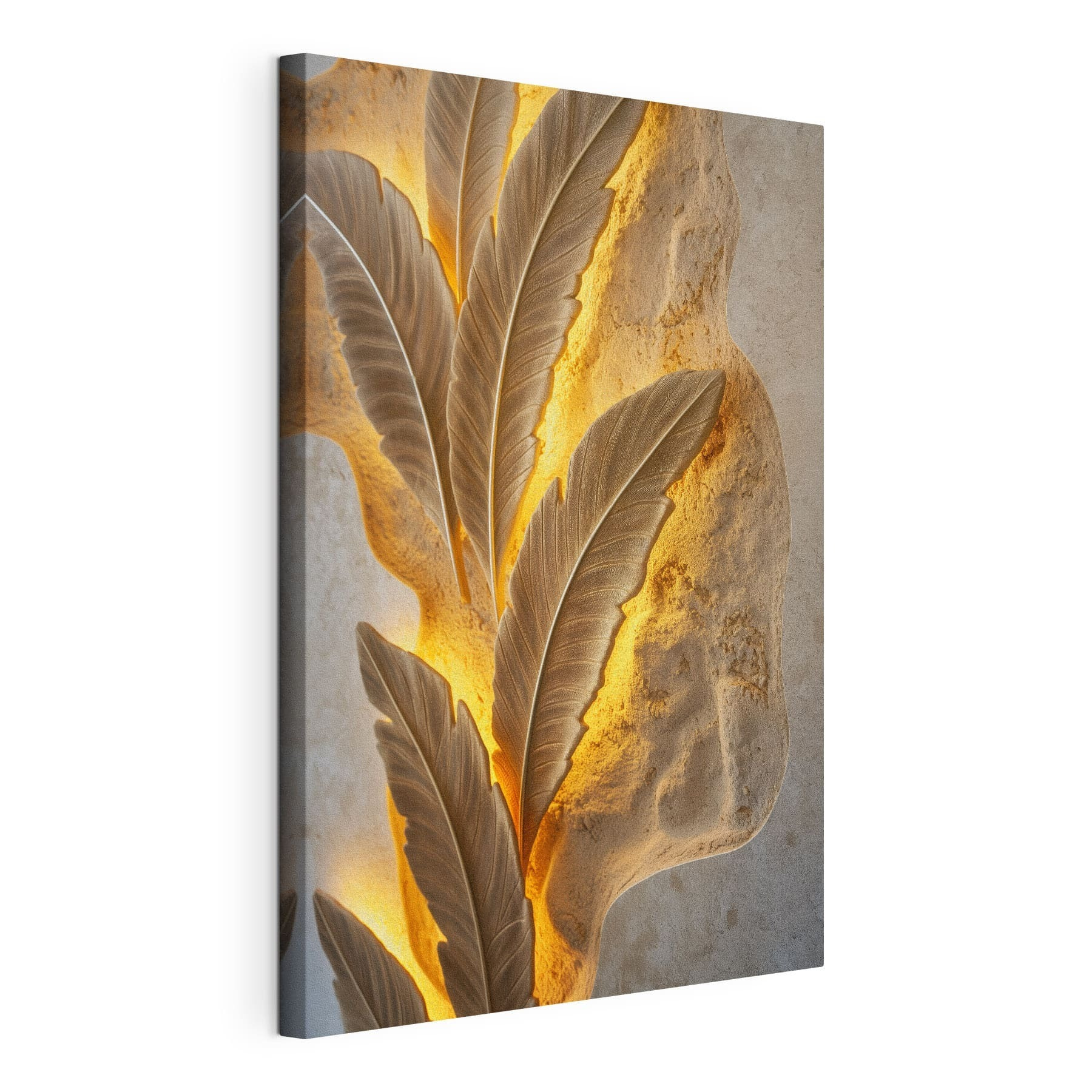 - Elegant leaf design on textured wall