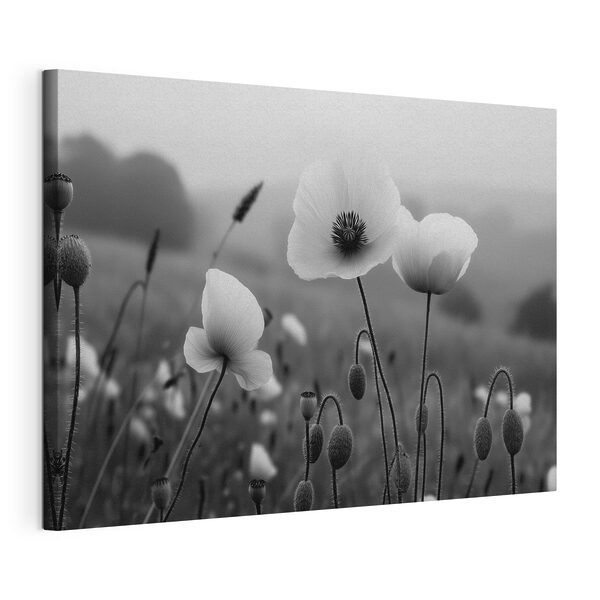 Canvas Schilderijen Verfijnde bloemen in een vredig landschap