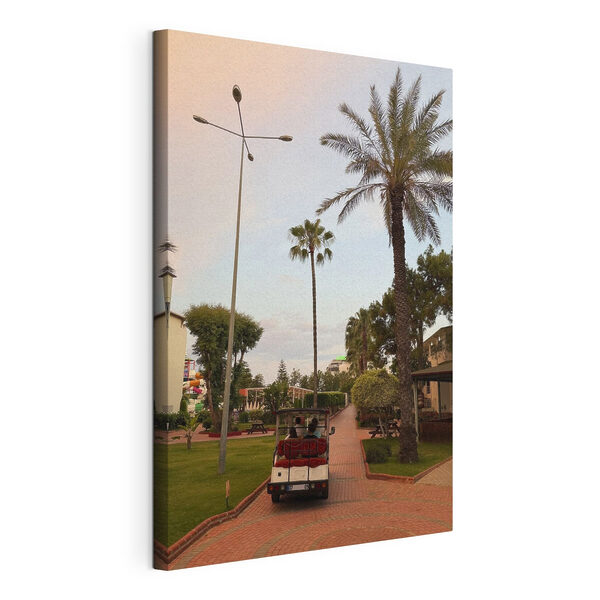Canvas Schilderijen Canvas Schilderijen Een groep mensen die in een golfkarritje rijden (Artikelnummer: s49695)
