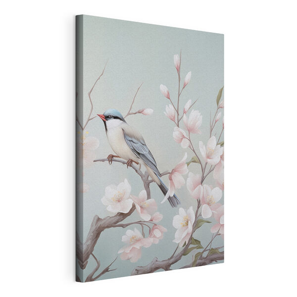 Canvas Schilderijen Vogel op een tak met bloemen (Artikelnummer: s49551) Canvas Schilderijen Canvas Schilderijen Vogel op een tak met bloemen (Artikelnummer: s49551)