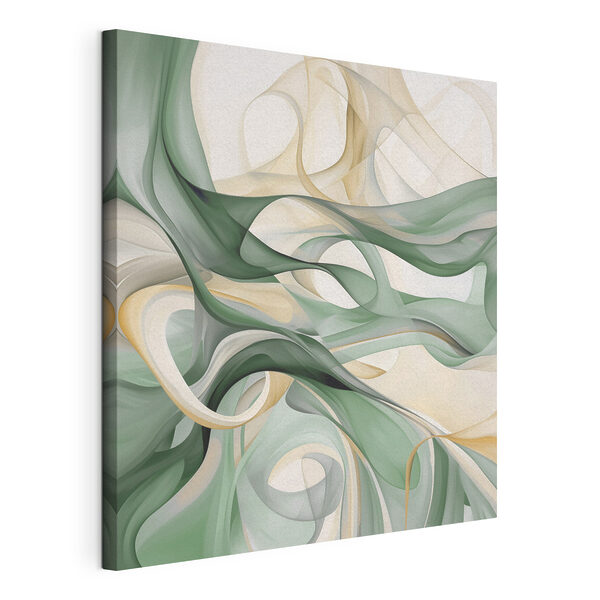 Canvas Schilderijen Canvas Schilderijen Groene en witte krullen (Artikelnummer: s49520)