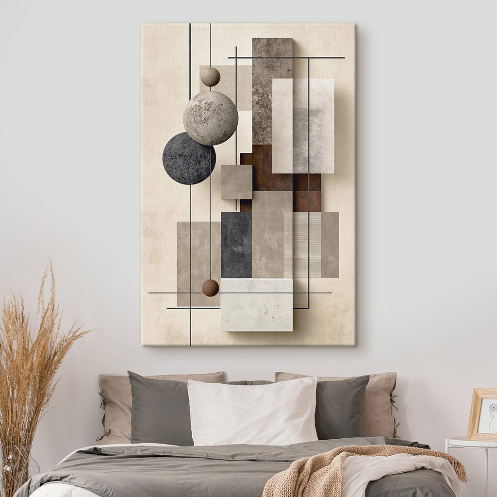 Wall art with different textures and circles Wall art with different textures and circles